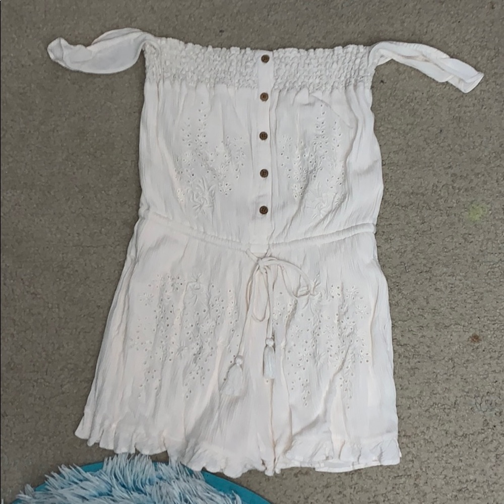 cream off the shoulder romper